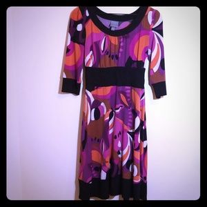 Purple Orange Black Brown White EUC Dress 6